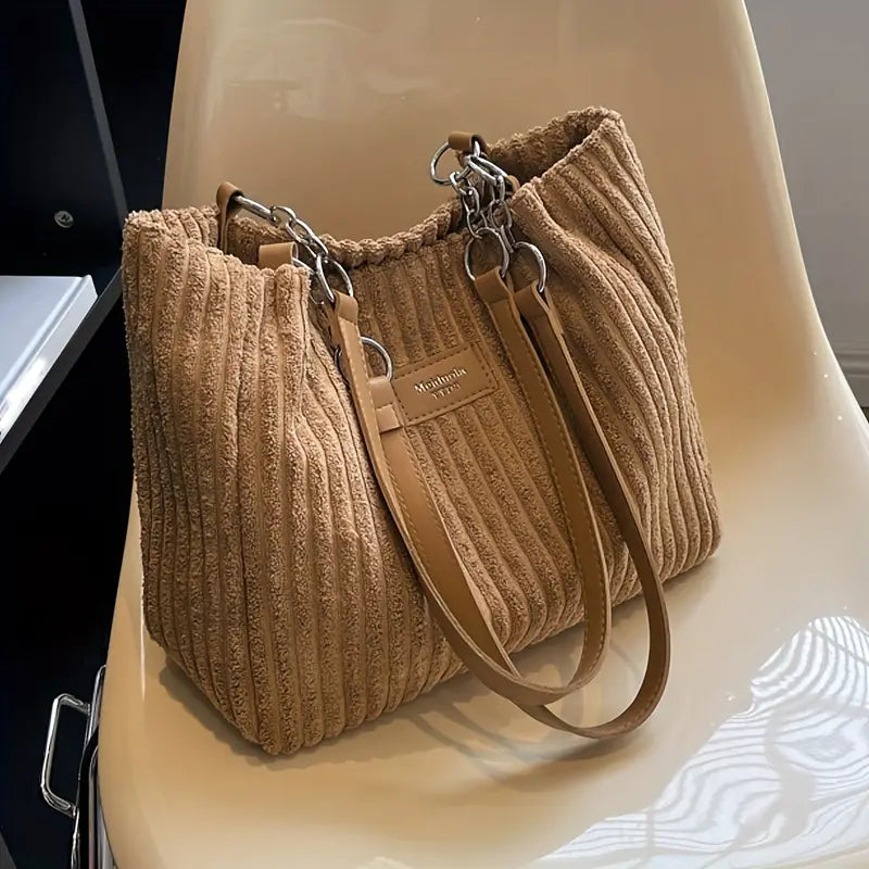 Maria - Borsa a Spalla in Velluto a Coste alla Moda