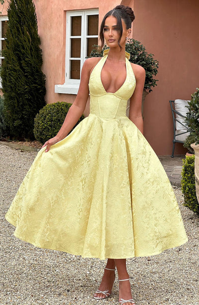 Niamh - Abito Senza Maniche Elegante Ricamato con Scollatura Profonda a V