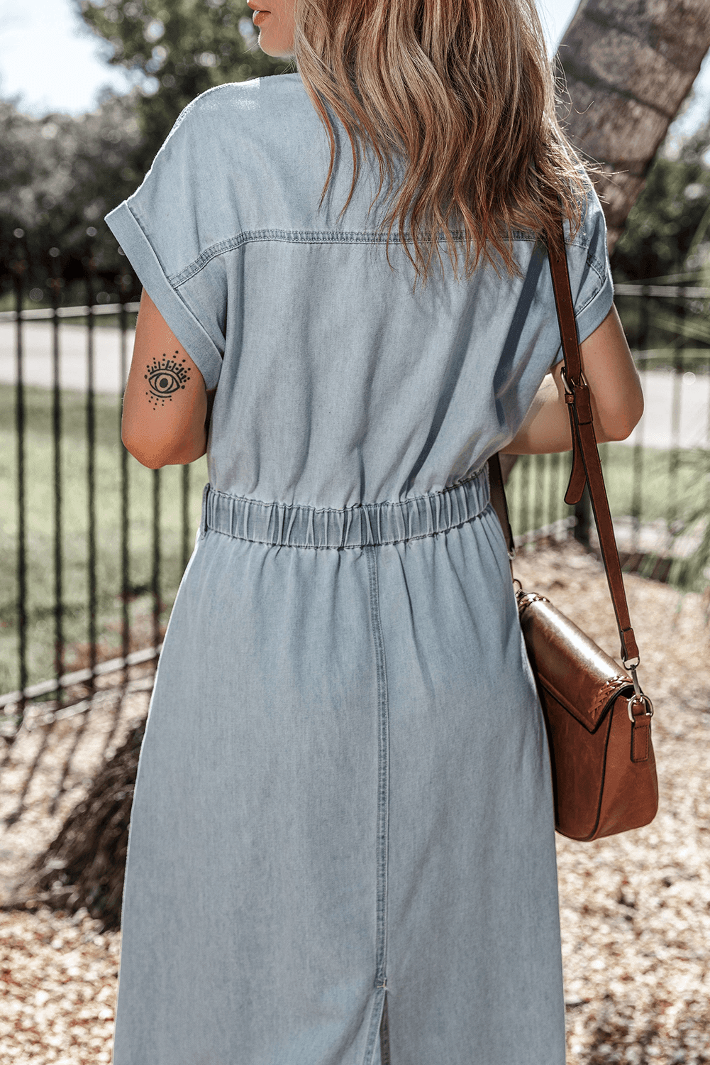 Sofia® | Elegante Vestito in Denim con Maniche a Pipistrello Corte