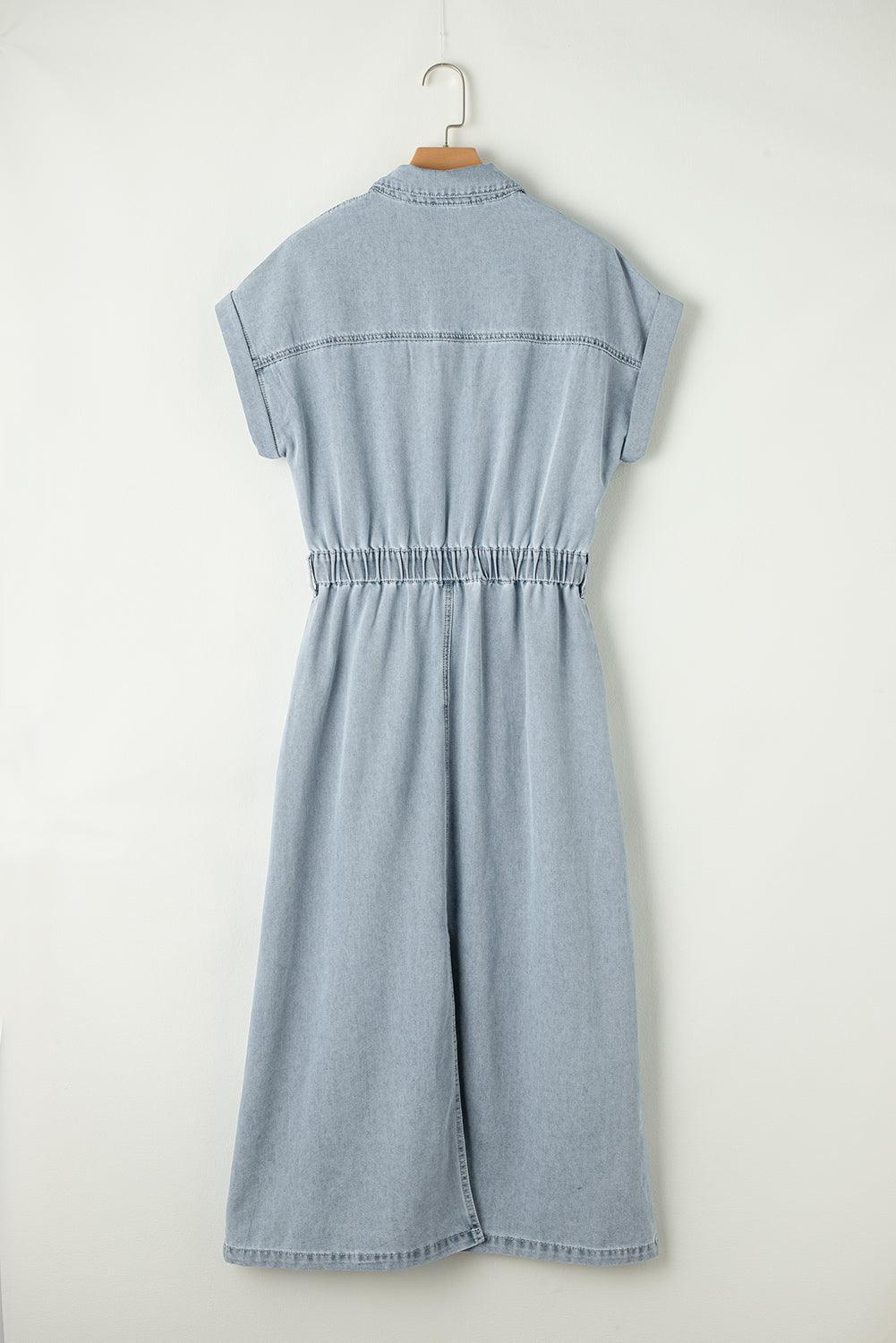 Sofia® | Elegante Vestito in Denim con Maniche a Pipistrello Corte