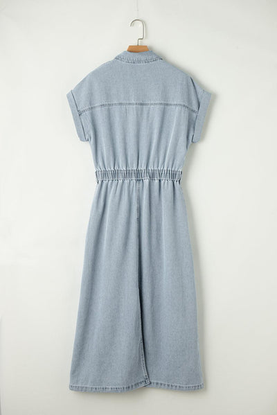 Sofia® | Elegante Vestito in Denim con Maniche a Pipistrello Corte