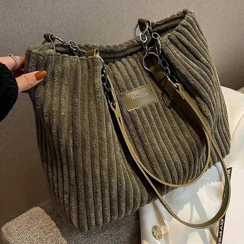 Maria - Borsa a Spalla in Velluto a Coste alla Moda