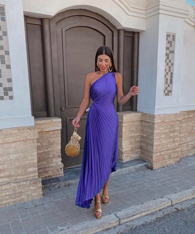 Marjorie - Elegante Abito Midi a Spalla Unica