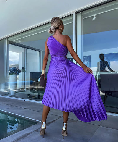 Marjorie - Elegante Abito Midi a Spalla Unica