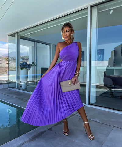 Marjorie - Elegante Abito Midi a Spalla Unica