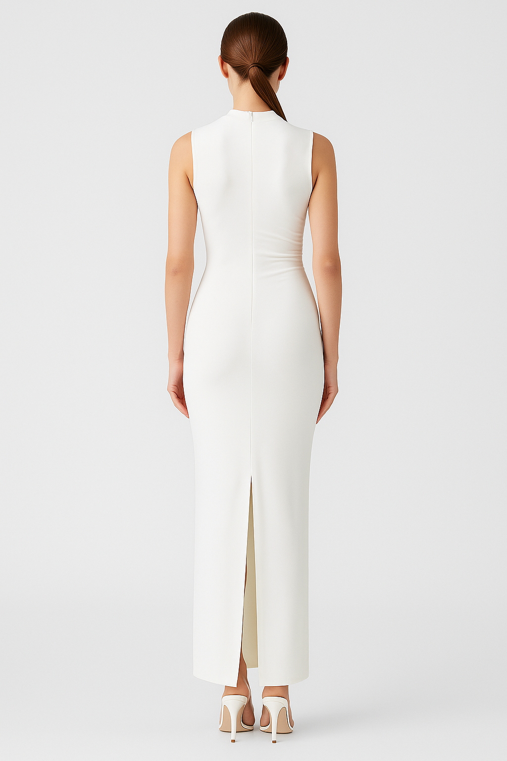 Florina | Abito Maxi Scultoreo con Collo Alto