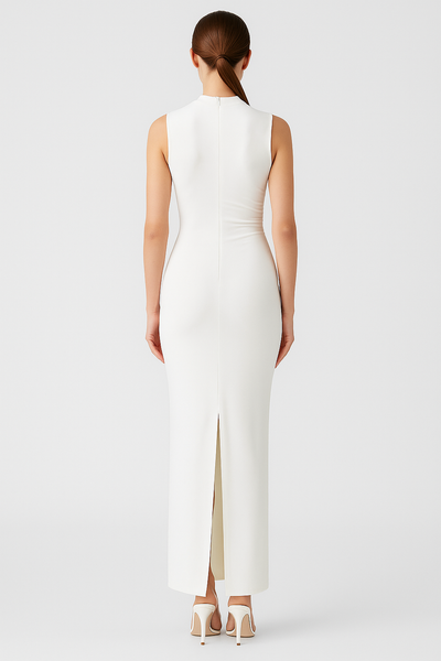 Florina | Abito Maxi Scultoreo con Collo Alto