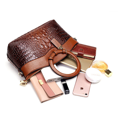 Oriana - Borsa a Mano in Coccodrillo con Gradiente Retro