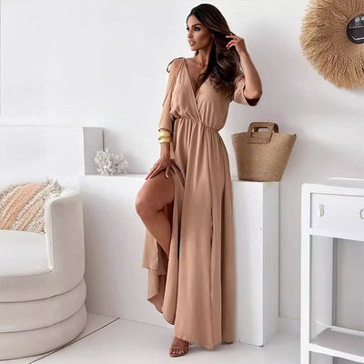 Billie - Vestito Maxi con Spacco Trendy e Scollatura a V