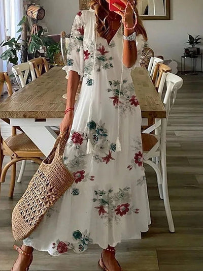 Junia - Women’s Vintage Print Bohemian Dress