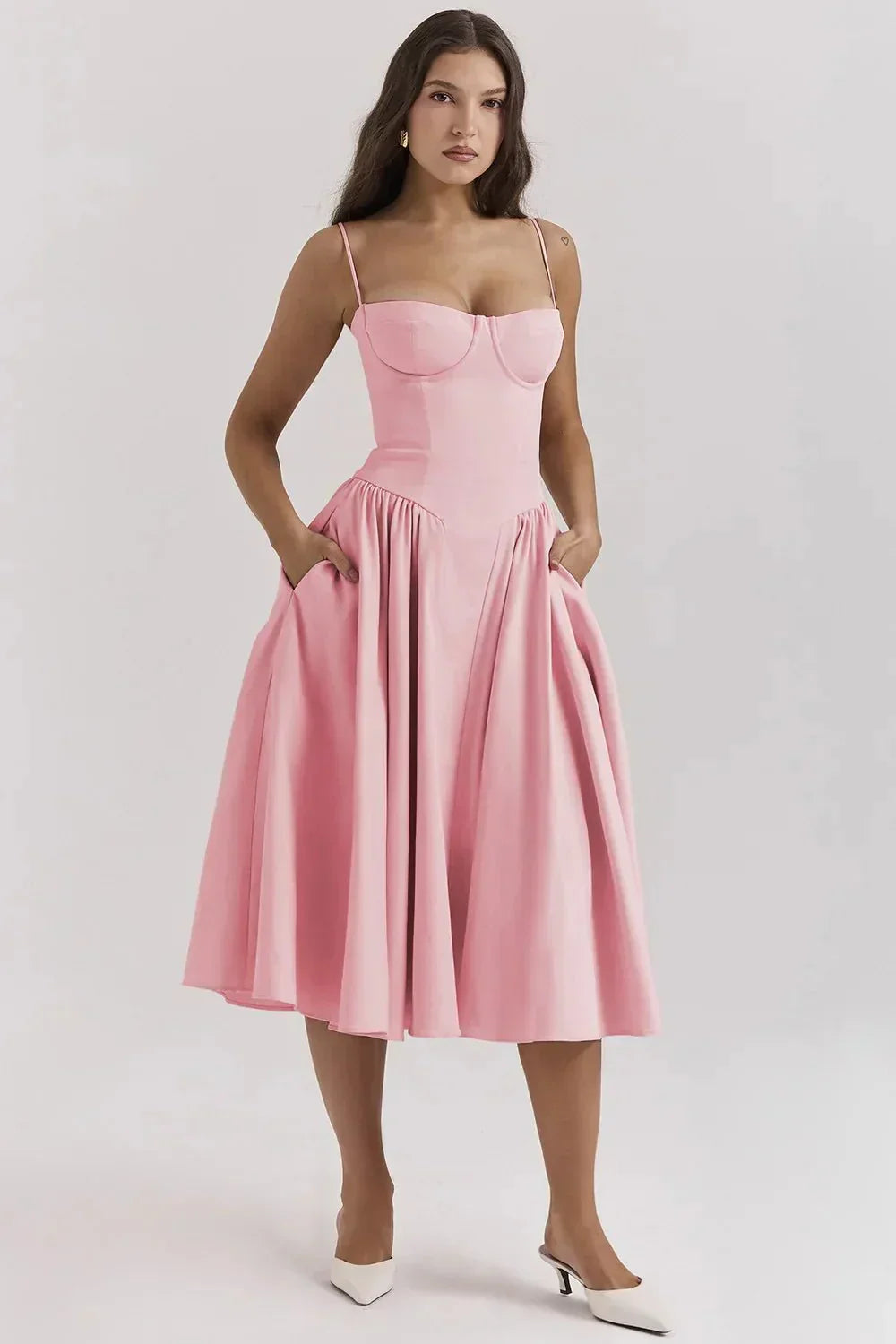 Phoebe - Abito lungo alla moda vintage senza maniche